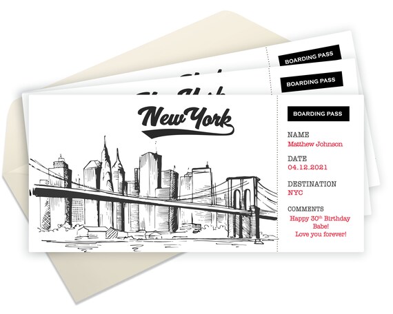 Editable Personalised Present Gift Printable Boarding Pass Instant 