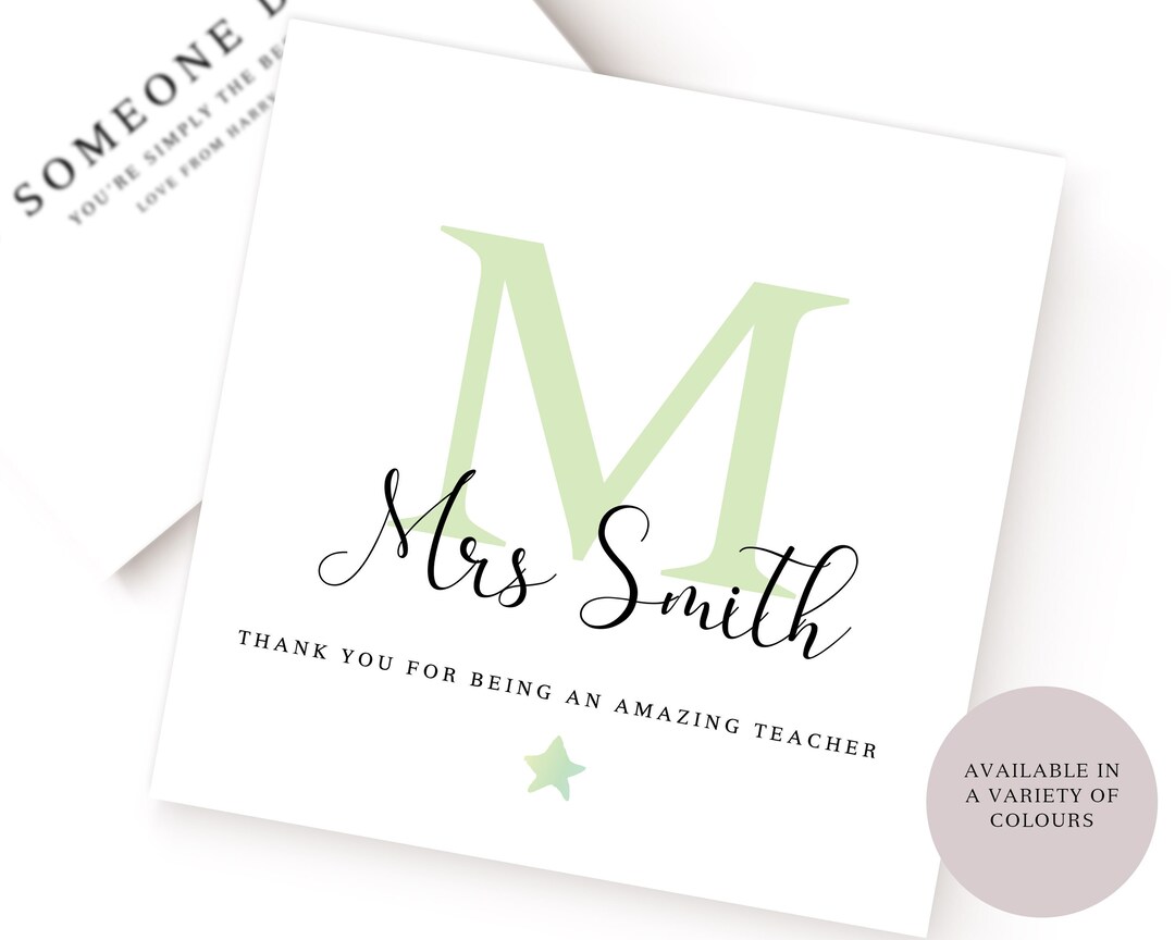 Personalised Thank You Teacher Card, Teacher Leaving Card, End of Term ...