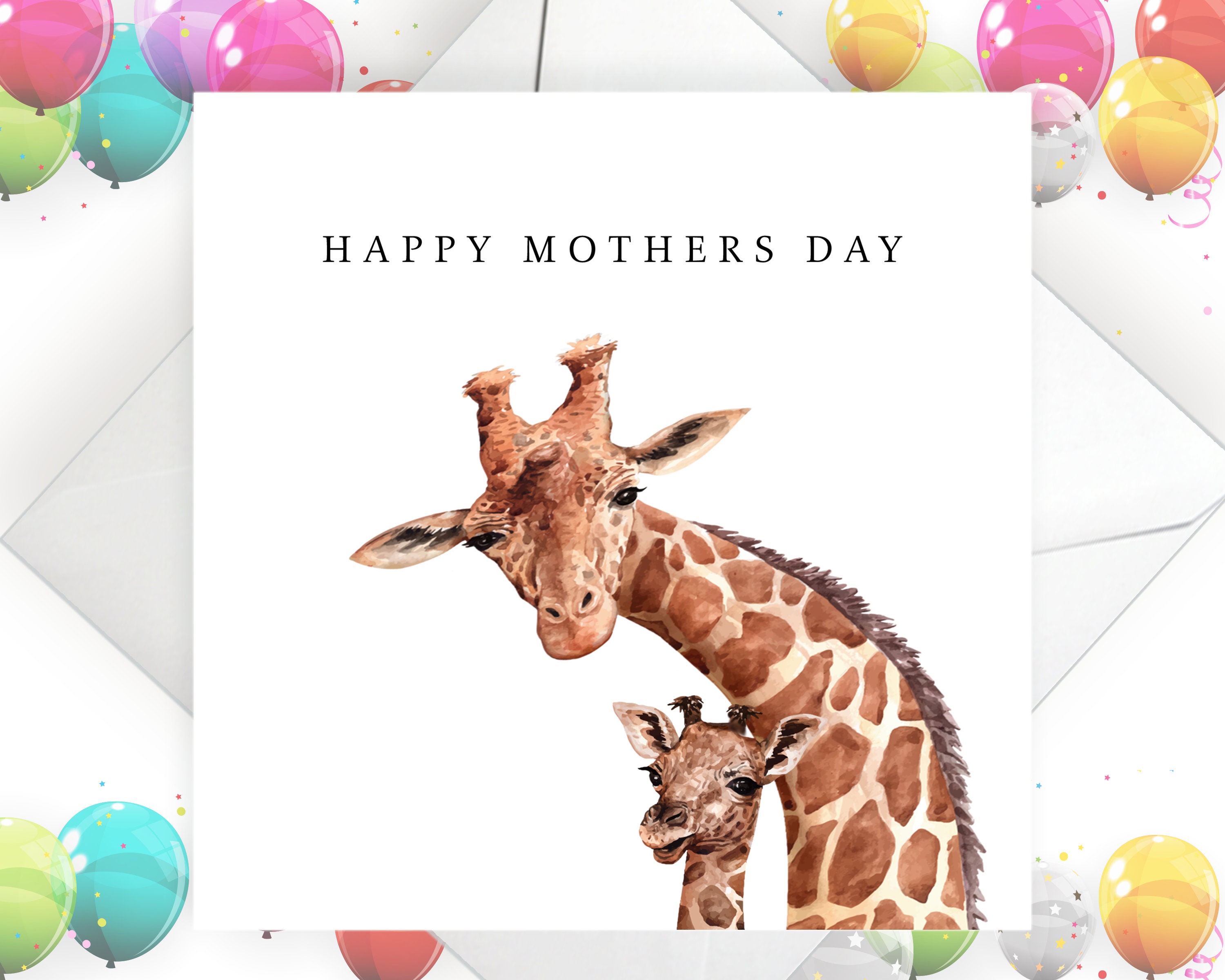 Giraffe Card Mothers Day Card Mothers day card Mum Card | Etsy
