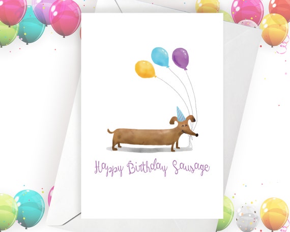 Saucisse De Joyeux Anniversaire Carte De Chien De Saucisse Etsy France