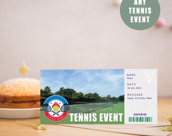 Customisable Tennis Ticket Reveal Card – Perfect Gift for Tennis Fans and memory making