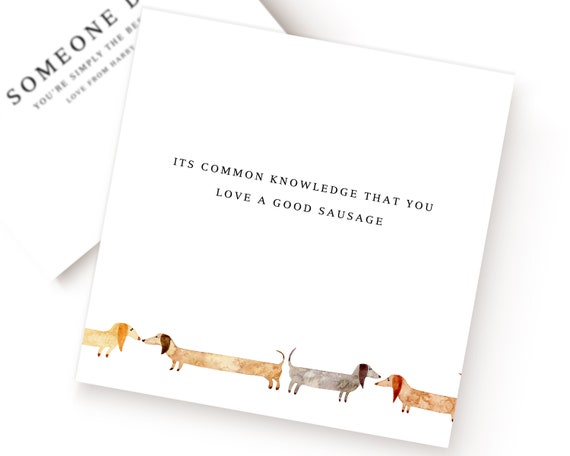 Sausage dog card, Dachshund card, Funny cards, Birthday cards, Dachshund birthday card, Dog card, Funny dog cards, Card for dog lover