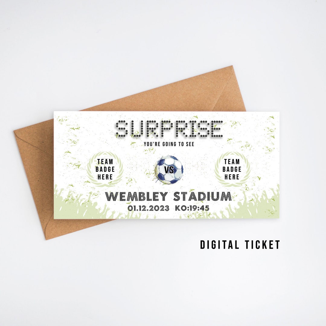 Football Ticket, Surprise Gift, Printable Football Ticket, Personalised Gift, Faux Football ...