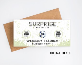 Football Ticket, Surprise Gift, Printable Football Ticket, Personalised Gift, Faux Football Ticket, Football Match Ticket Voucher