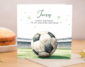 Personalised Watercolour Football Fan Birthday Card, Customise with any name & message