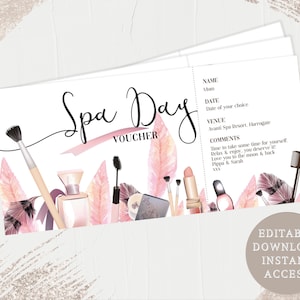 PRINTABLE Spa Day Voucher Spa Session Gift (Instant Download) - Etsy