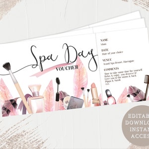 Voucher de dia de spa para impressão, sessão de spa, vale-presente, presente de licença-maternidade, dia das mães, presente de aniversário, presente de Natal, presente para se sentir melhor