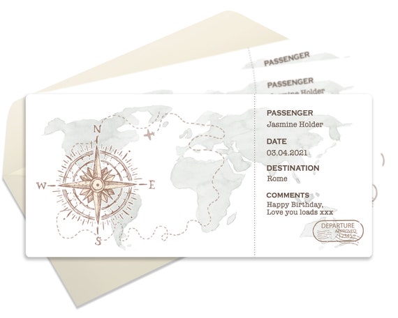Printable Plane Ticket Surprise Gift Boarding Ticket | Etsy