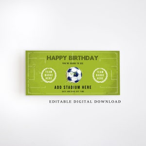 Biglietto di calcio, regalo a sorpresa, biglietto di calcio stampabile, regalo personalizzato, biglietto di calcio finto, modello di biglietto di partita di calcio