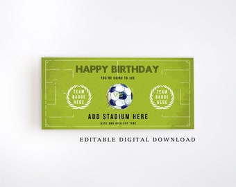 Football Ticket, Surprise Gift, Printable Football Ticket, Personalised Gift, Faux Football Ticket, Football Match Ticket Template