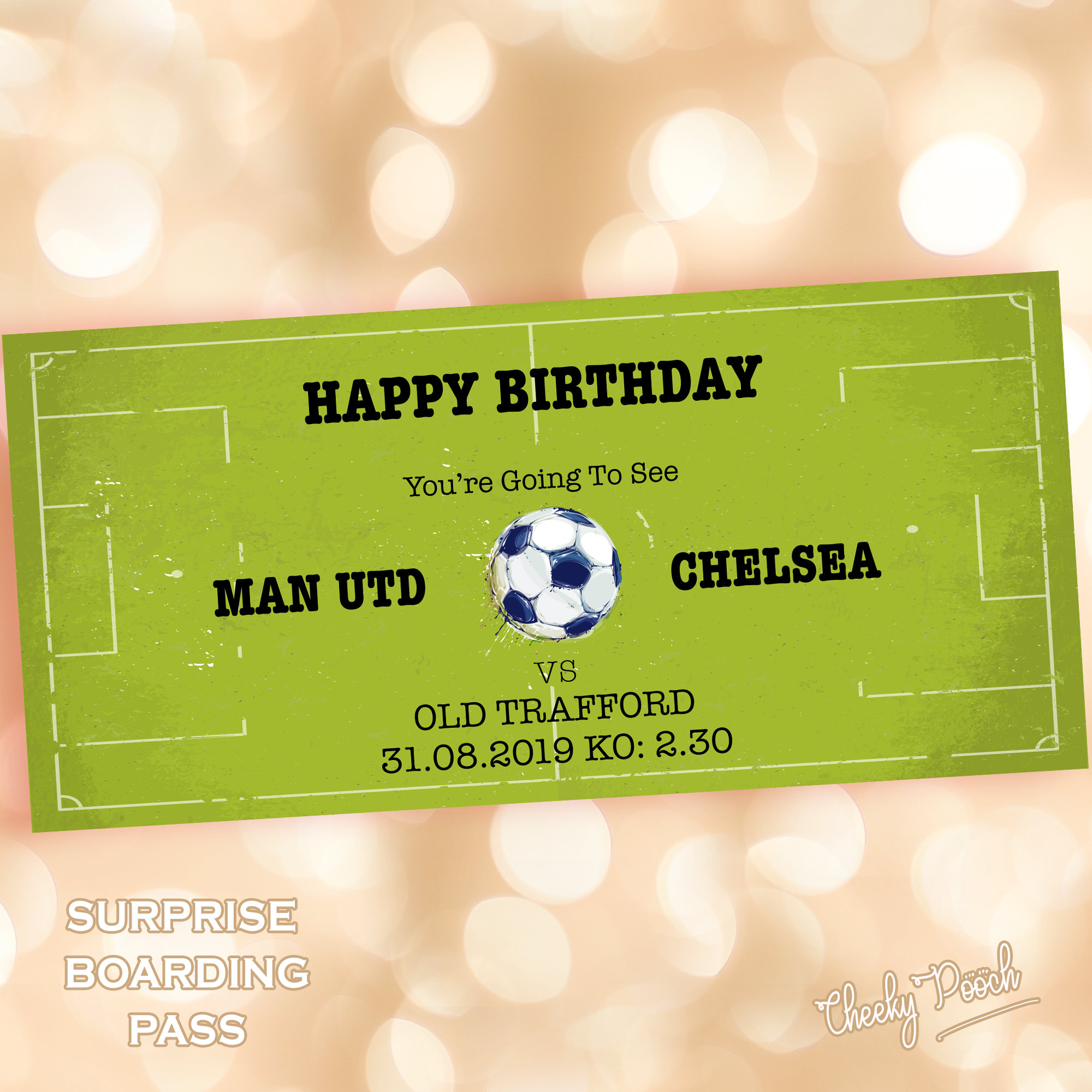 Surprise Gift Football match ticket Ticket Templates Etsy