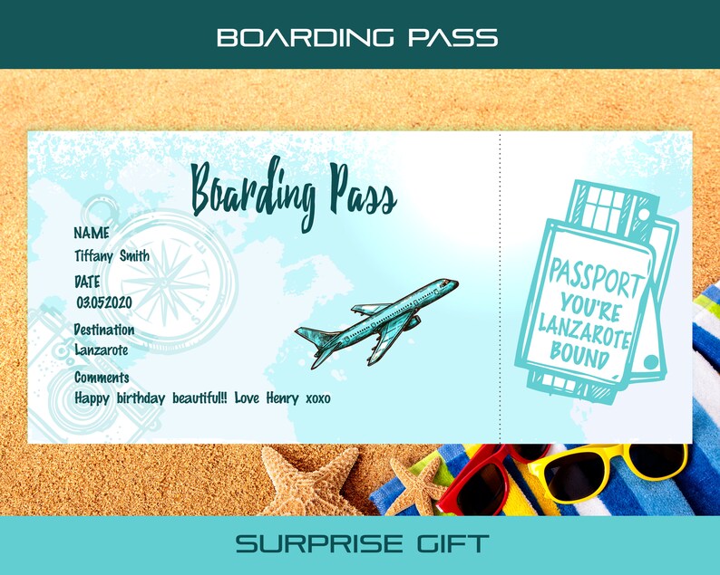 Druckbare Bordkarte Boarding-Karte Flugzeug-Ticket Urlaub | Etsy