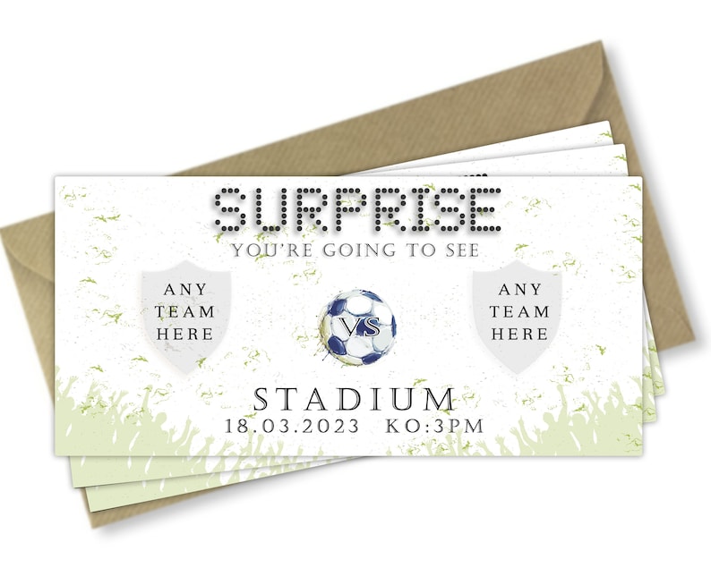 Football Ticket Surprise Gift Printable Football Ticket Etsy