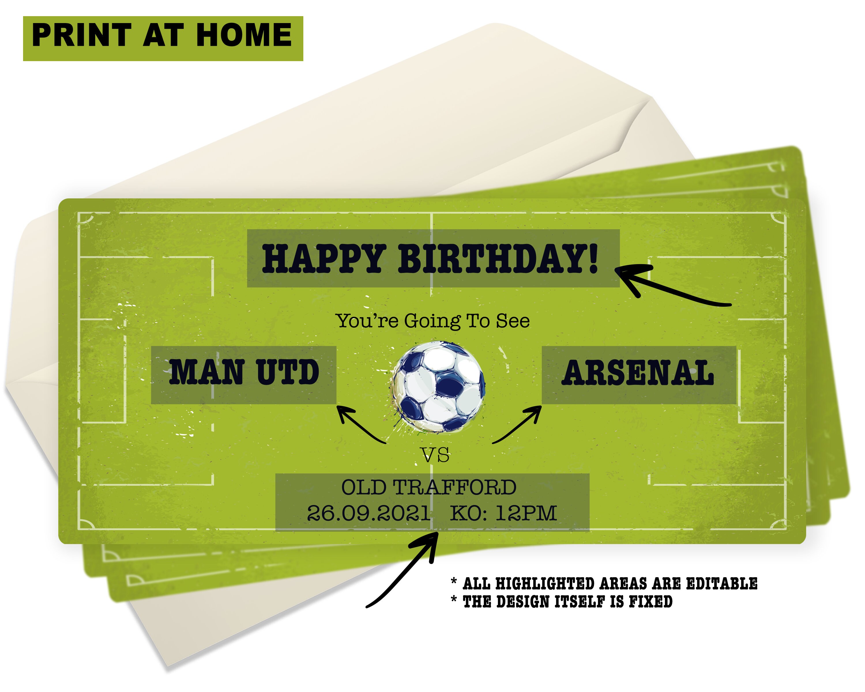 Football Ticket Surprise Gift Printable Football Ticket | Etsy UK