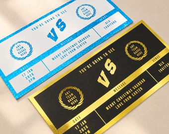 Foiled and Personalised Football Match Ticket Reveal - Available in a variety of colours