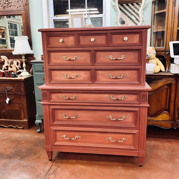 No Longer Available Earthy Terracotta Chest Of Drawers Highboy Etsy