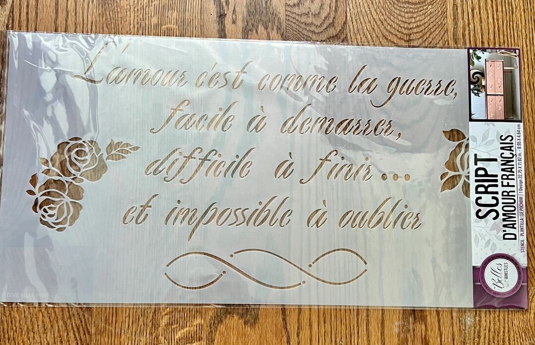 Script D'amour Français Stencil 22.75x 11.82 Etsy