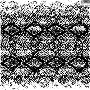 May include: Black and white snake skin pattern. The pattern is made up of small circles and lines.