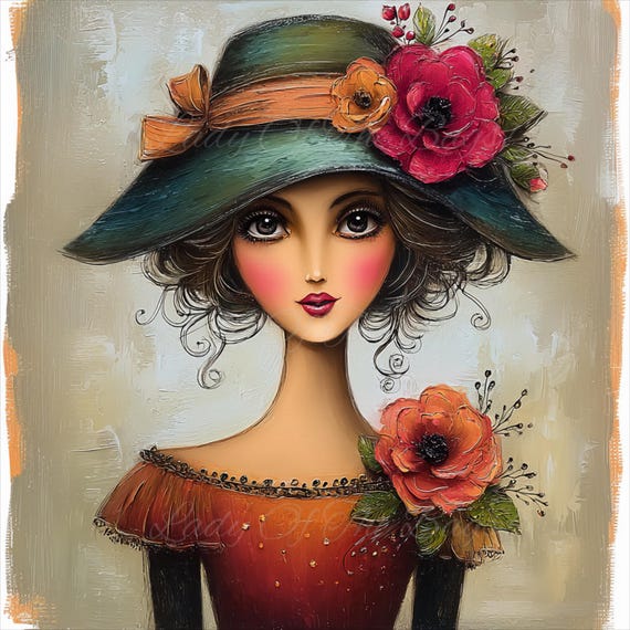 Vintage Ladies Junk Journal Pages: Whimsical Clipart (digital