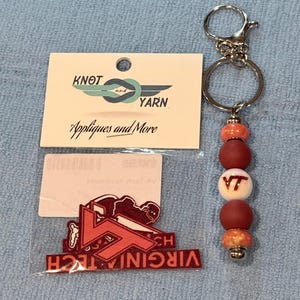 Virginia Tech Hokies Appliqué Set: Key Fob, Phone Charm, Zipper Pull