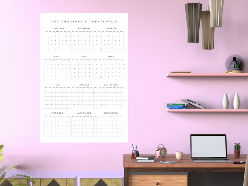 2025 Wall Calendar Printable Annual Calendar 24x36 Printable Wall