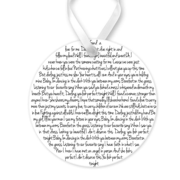 Personalized Wedding Song Lyrics Anniversary Christmas Ornament, Holiday Decor, Custom Family Wedding & Couples Gift for Christmas Keepsake