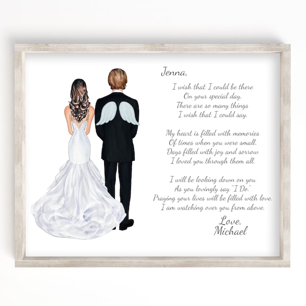 Personalized Brother of the Bride Memorial Portrait Gift Idea for Wedding Day, In Memory of My Brother, Brides Brother Memorial Gift