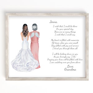 Personalized Grandmother of the Bride Wedding Gift Portrait, Custom Illustration for Grandmother and Granddaughter Gift, Digital Download