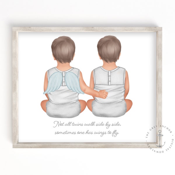 Twin Baby Loss Memorial Portrait, Digital Download, Miscarriage Present for Friend, Stillbirth Gift for Mom, Pregnancy Loss of Infant