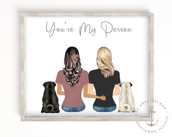 Personalized Gift for Lesbian Couple, Family Portrait with Pets, Custom Wall Art, Custom Family Print with Dog and Cat Pets, Engaged