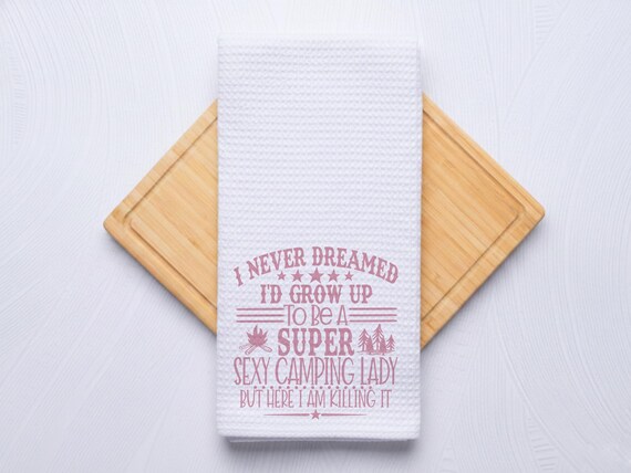 Super Sexy Camping Lady Custom Kitchen Towel