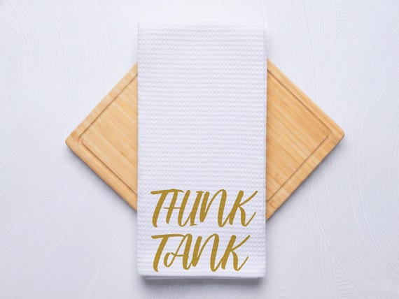 Think Tank Hand Towel: Funny Waffle Weave Bathroom Decor