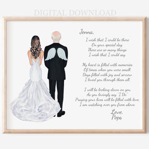 Retrato conmemorativo personalizado para el abuelo de la novia, regalo para el día de la boda, ilustración personalizada en memoria del abuelo, mesa conmemorativa