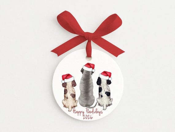 Happy Pawlidays Custom Pet Portrait Ornament Gift