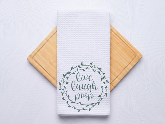 Live Laugh Poop Bathroom Hand Towel: Housewarming Bathroom Decor