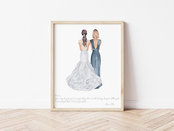 Personalized Mother of the Bride Portrait • Wedding Keepsake • Custom Illustration • Giving Me Away