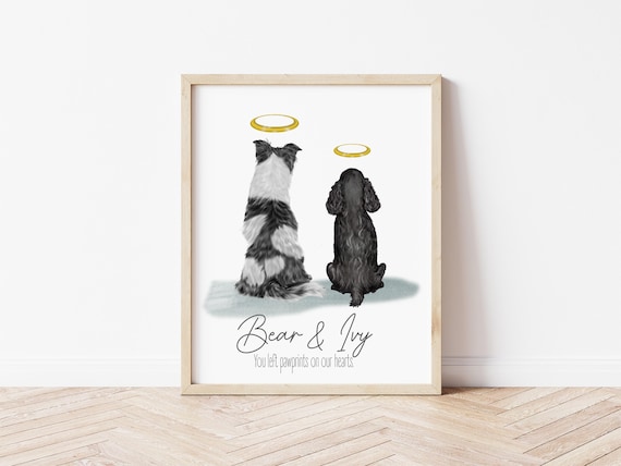 Pawprints on our Hearts Personalized Pet Portrait with Dogs and Cats