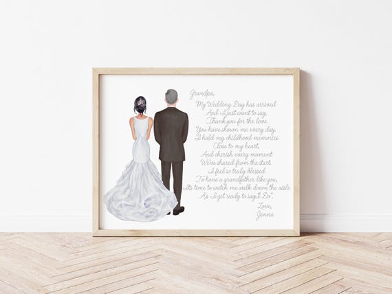 Grandfather of the Bride Personalized Wedding Portrait Gift (Digital Download)