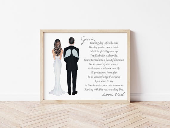 Father of the Bride Memorial Portrait, Your Big Day Digital Download Art