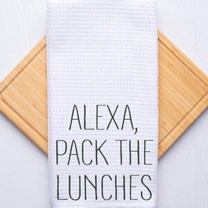 Alexa Pack The Lunches Personalized Waffle Weave Hand Towel, Custom Gift for Wedding Showers, Housewarming, and Realtor Closings