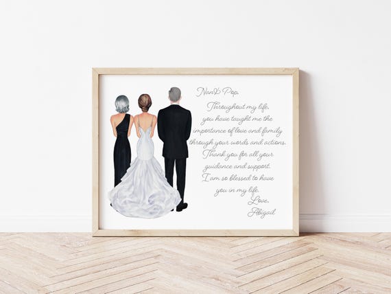 Grandparents of the Bride Personalized Portrait, Custom Wedding Gift (Digital Download)