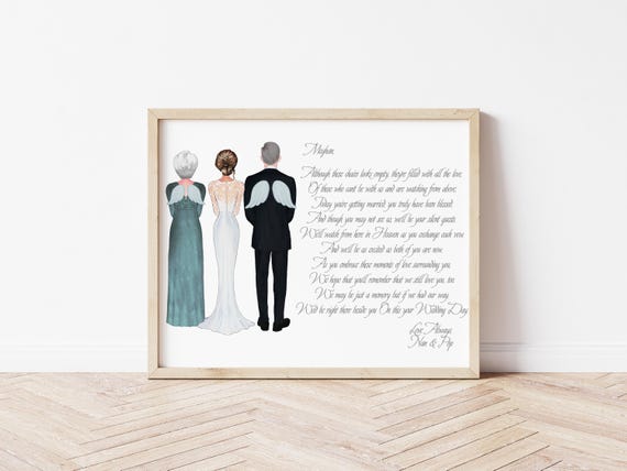 Grandparents of the Bride Memorial Portrait, Personalized Wedding Gift for Groom (Digital Download)