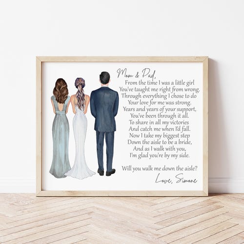 Ouders van de bruid bruiloft portret, walk Me Down the Aisle digitale download
