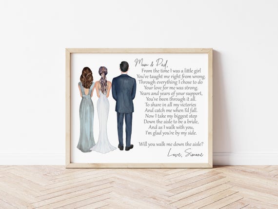 Parents of the Bride Wedding Portrait, Walk Me Down the Aisle Digital Download
