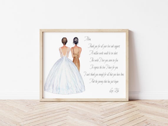 Personalized Mother of the Bride Portrait • Wedding Keepsake • Custom Illustration • Thank you