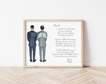 Father of the Groom Wedding Portrait Memorial, Personalized Digital Download