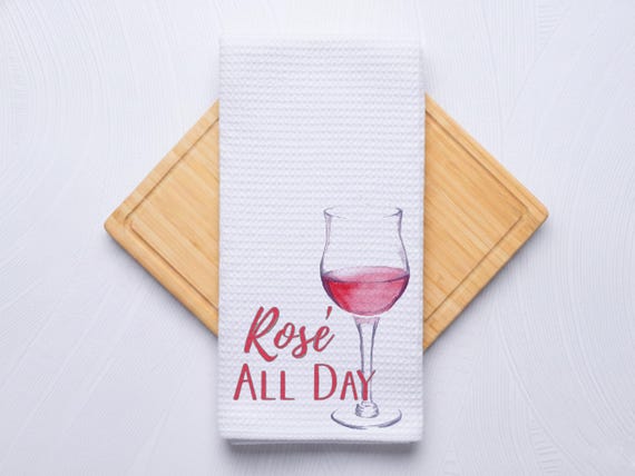 Rose All Day Waffle Weave Towel, Wine Lover Gift