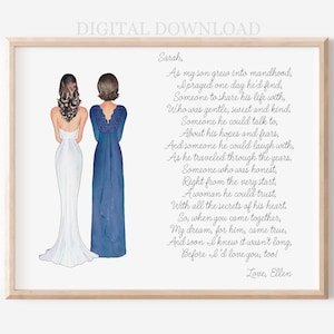 Madrasta da Noiva Retrato de Casamento Personalizado Presente da Sogra no Dia do Casamento, Presente de Noiva Personalizado no Dia do Casamento Ilustração