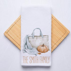 Fall Picnic Blanket Scene Personalized Coastal Hand Towel for Kitchen and Bathroom