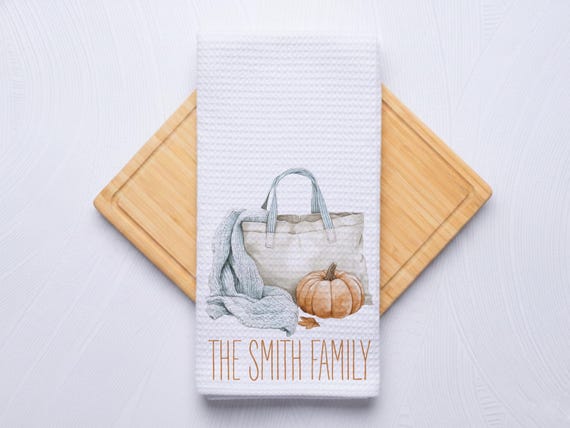 Fall Picnic Blanket Scene Personalized Coastal Hand Towel for Kitchen and Bathroom